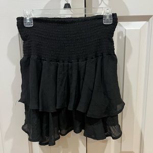 Shirrered Waist Layered Hem Skirt